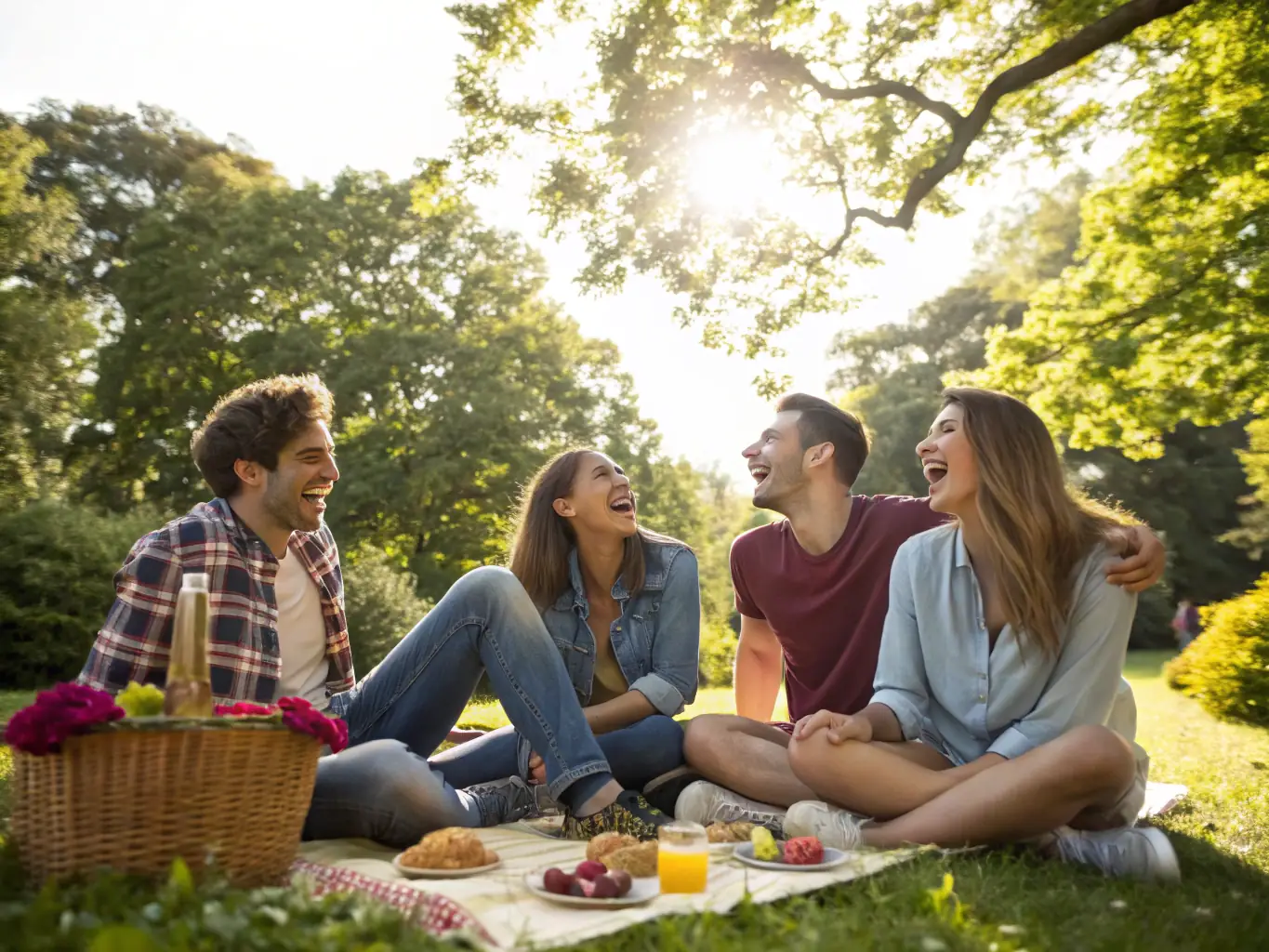 A group of friends sharing ShroomMagic mushroom treats during a mindful gathering, emphasizing social connection and shared experiences.